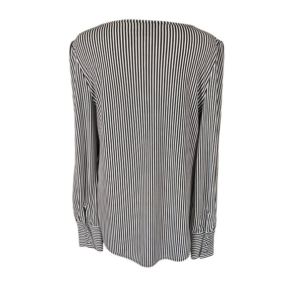 Ann Taylor black and white vertical striped long sleeve pullover stretchy top S - Picture 4 of 8